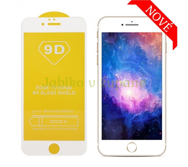 9D tvrdené sklo Prémium iPhone 6/6S, 7/8, SE 2 - biele