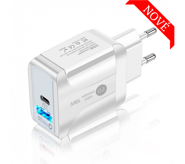 Rýchlonabíjací adaptér USB QC 3.0 a USB-C PD 18W